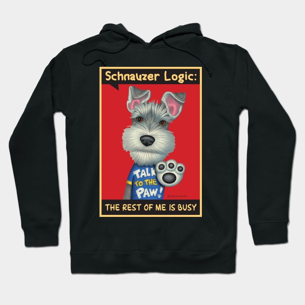 Schnauzer wearing blue shirt Hoodie by Danny Gordon Art